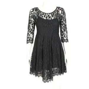 Free People Beautiful Mesh Leaf Design Black Bella Party Dress size 6 - 519